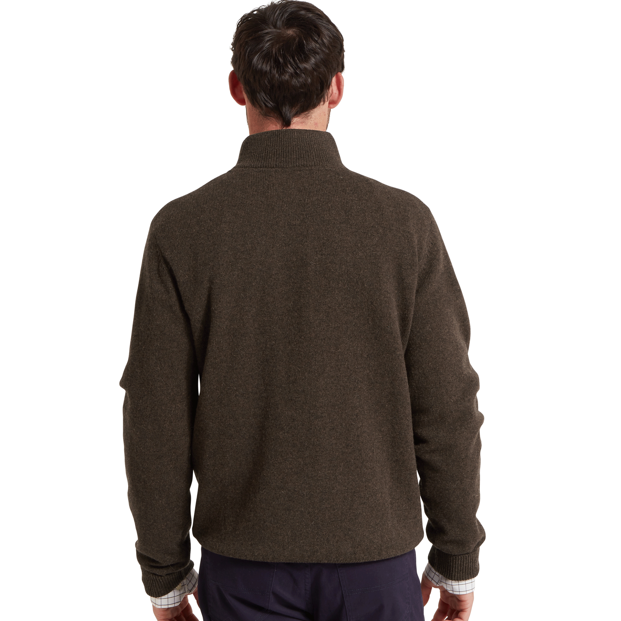 Schoffel Lewis Lambswool Quarter Zip Jumper in Chocolate