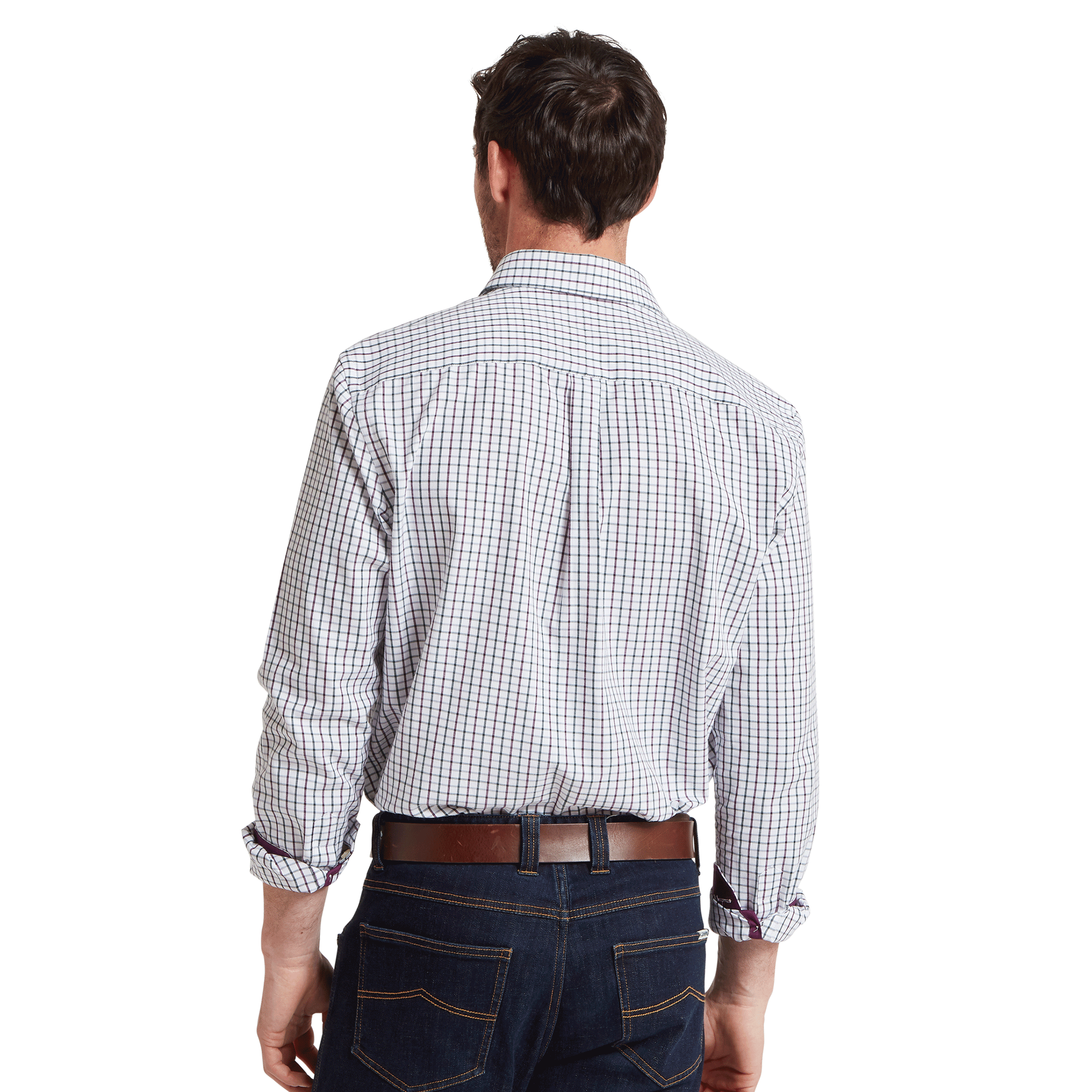 Schoffel Milton Tailored Shirt in Plum & Botanical Green