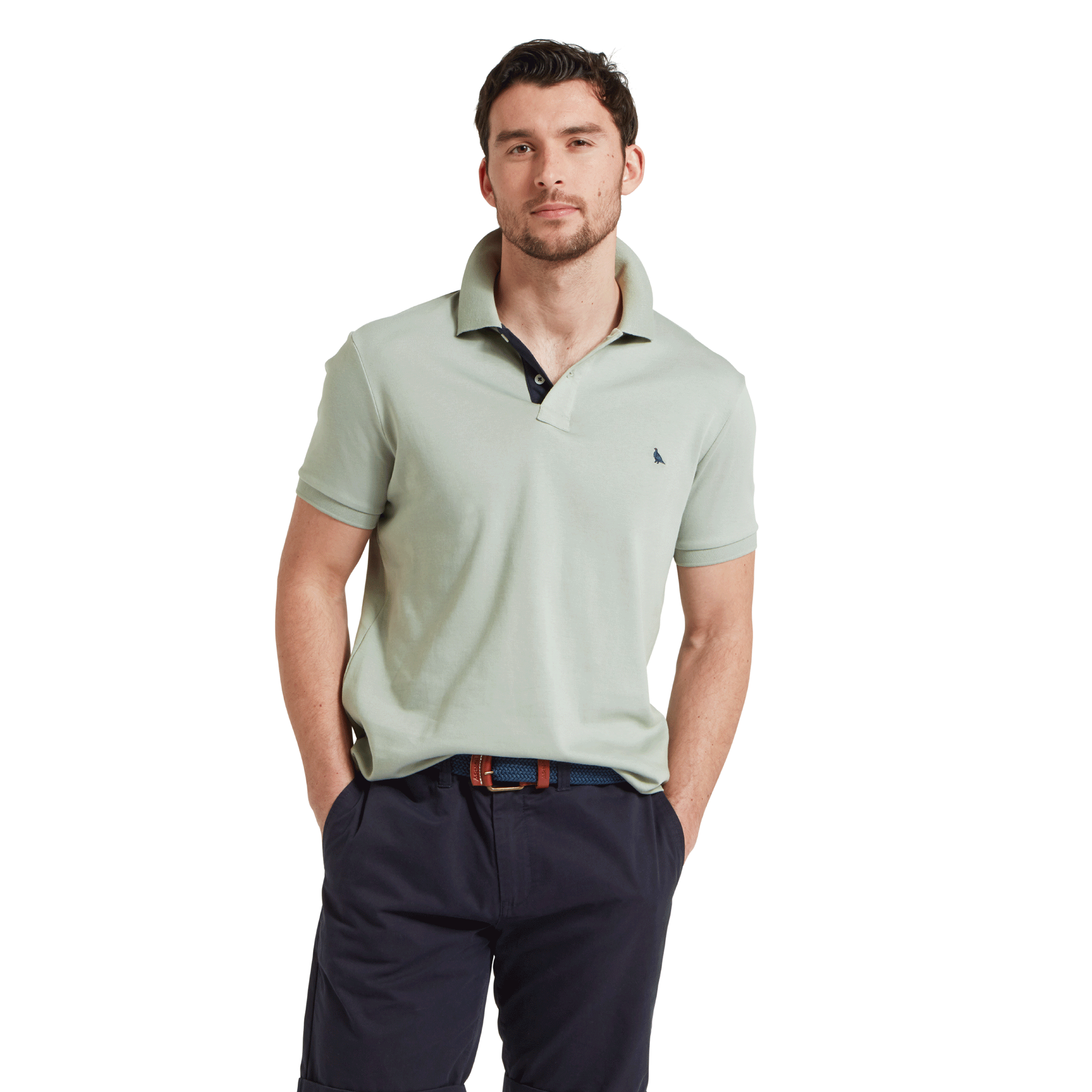 Schoffel St Ives Jersey Polo Shirt in Aqua Grey