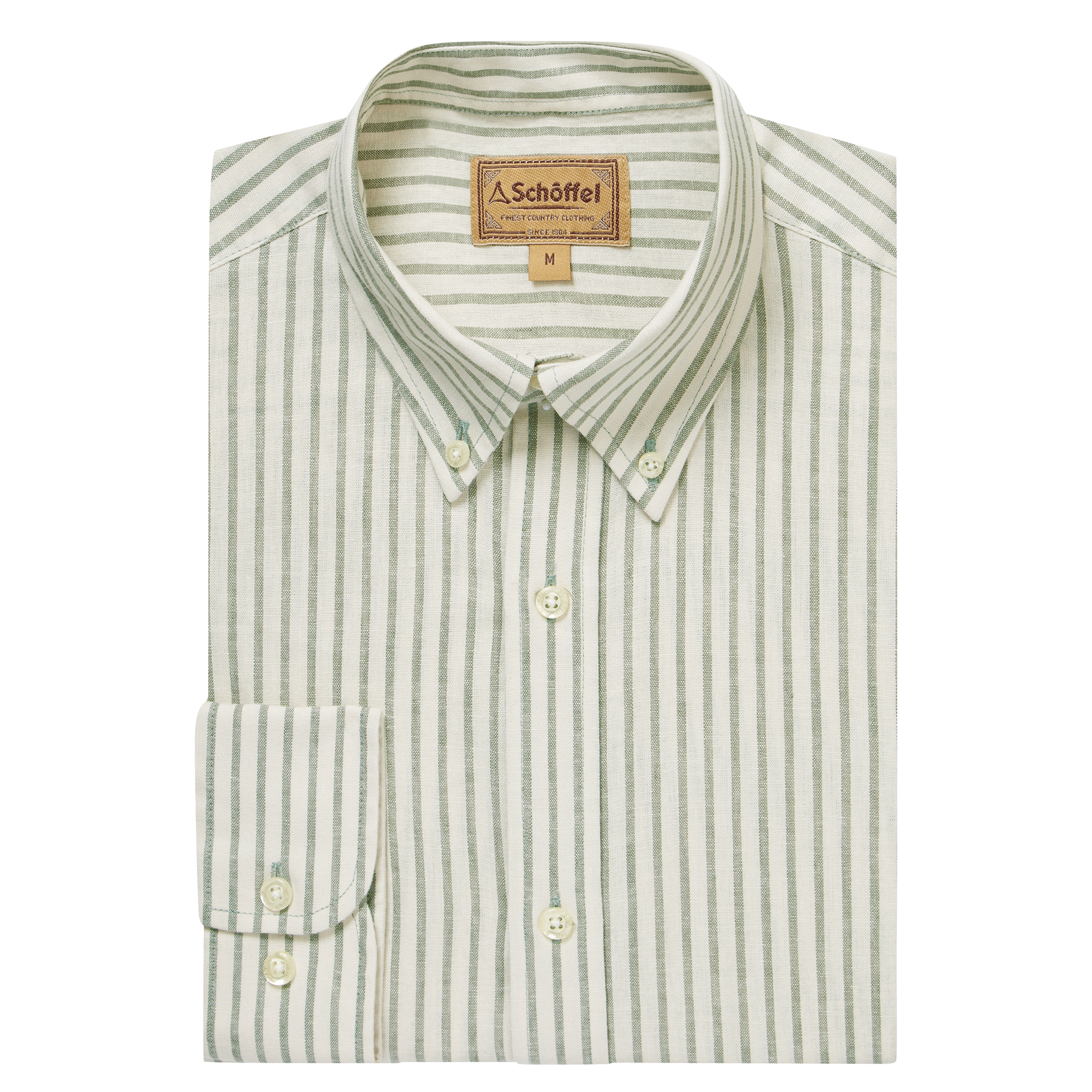 Schoffel Walsingham Linen Shirt Agave Green Stripe