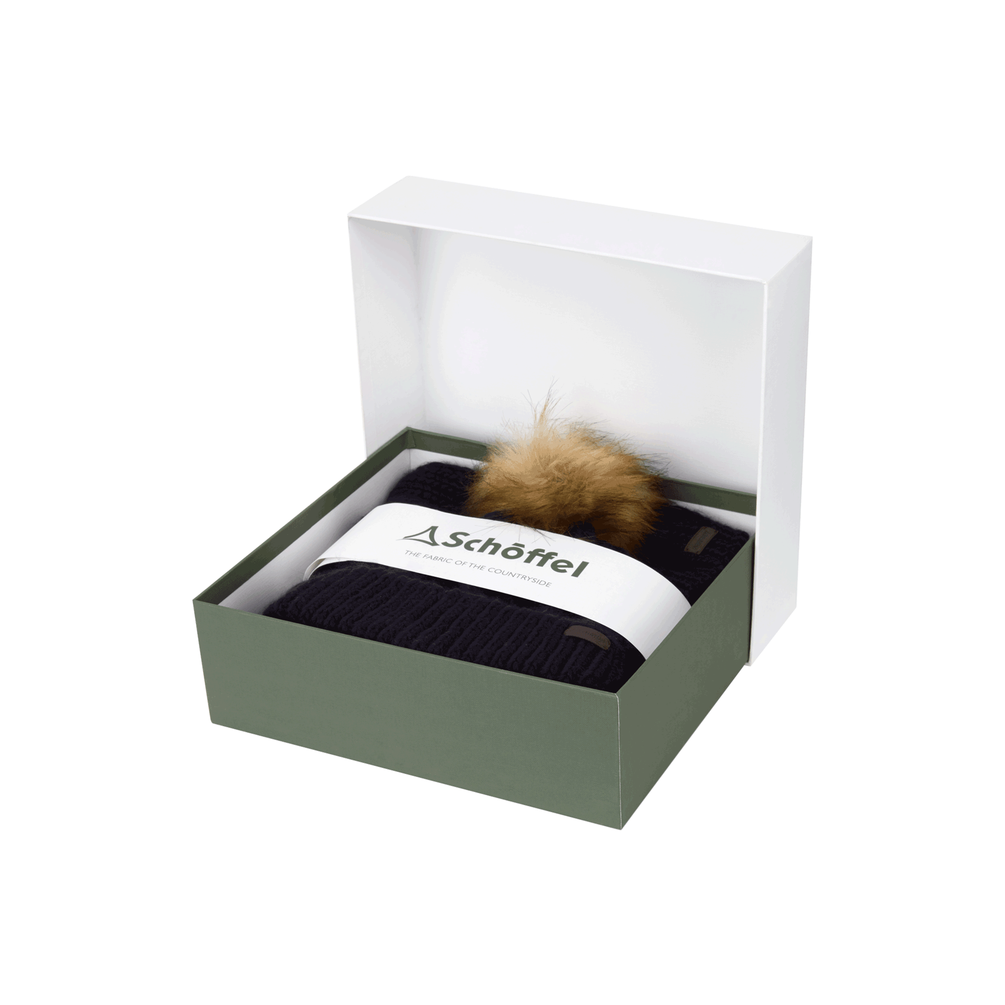 Schoffel Bakewell Cable Knit Hat & Scarf Boxed Set in Navy