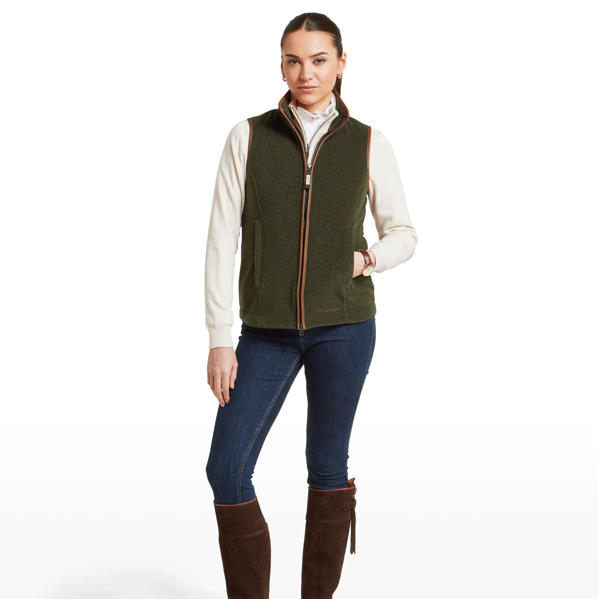 Schoffel Lyndon Ladies Fleece Gilet in Dark Olive
