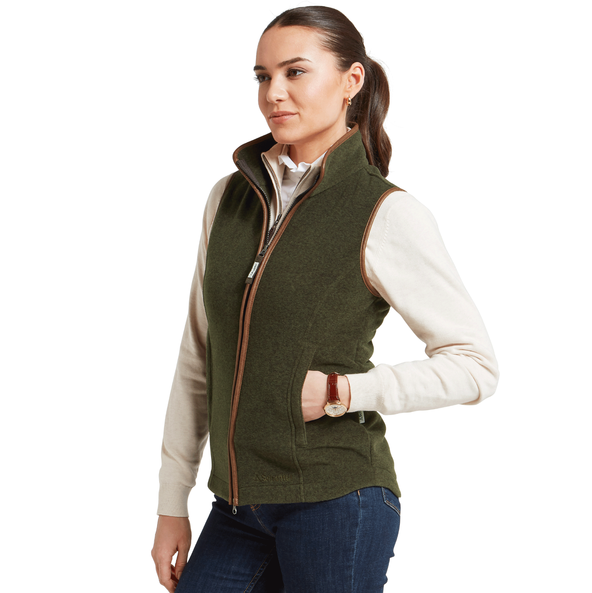 Schoffel Lyndon Ladies Fleece Gilet in Dark Olive