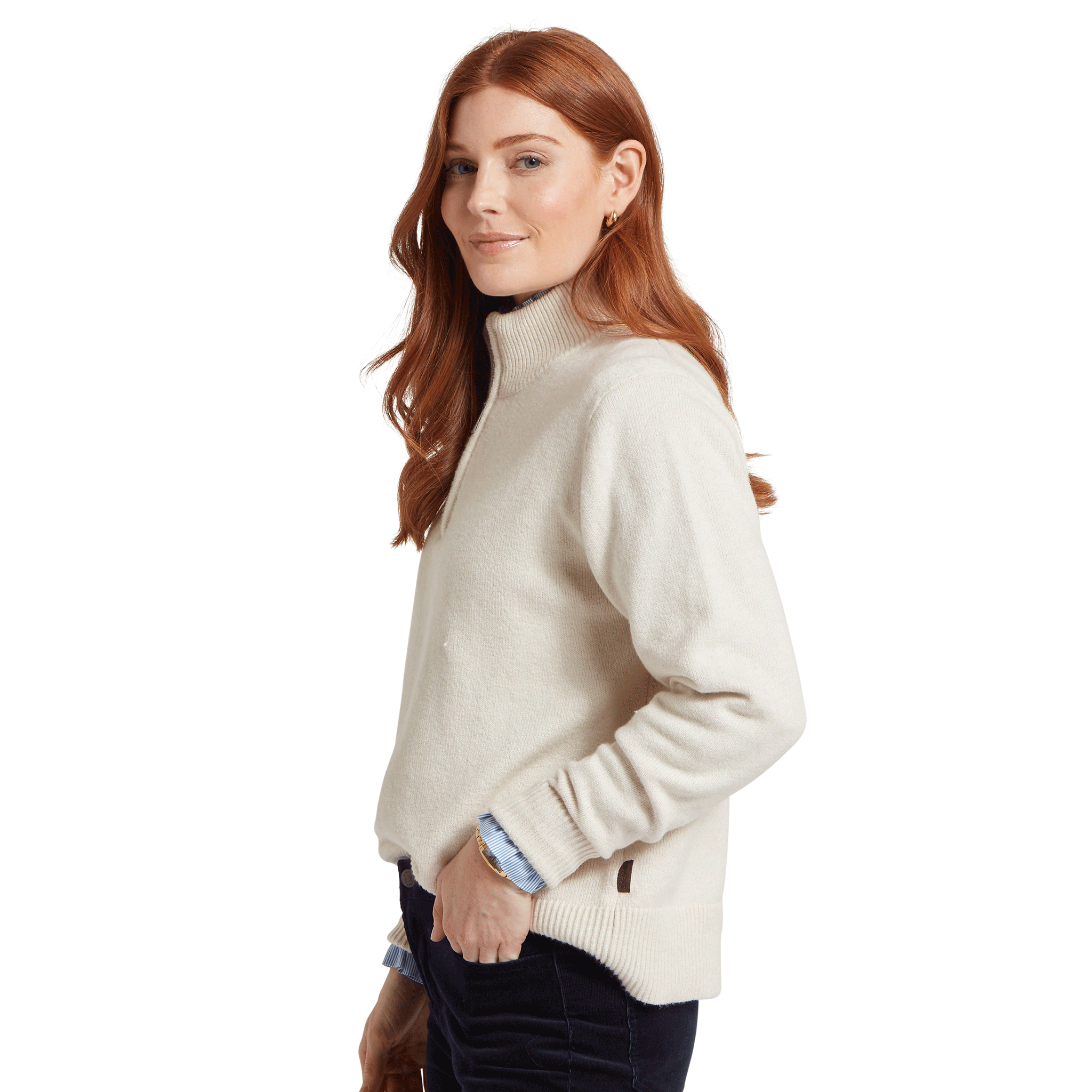 Schoffel Thoralby Quarter Zip Jumper in Soft White