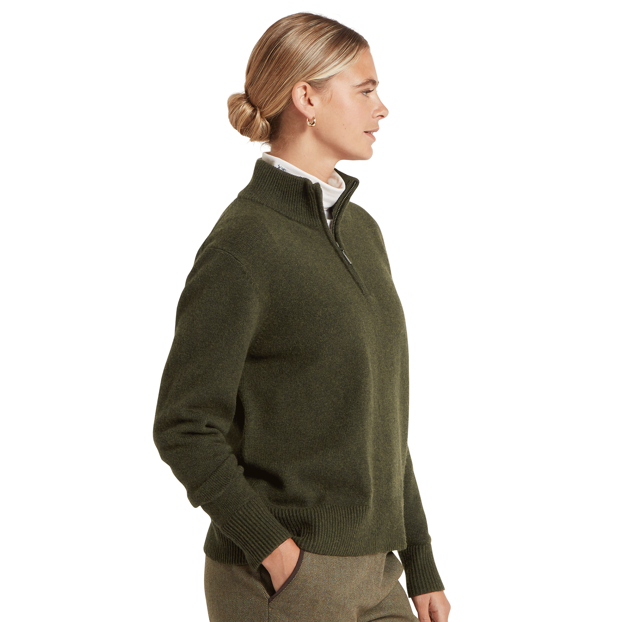 Schoffel Thoralby Quarter Zip Jumper in Loden